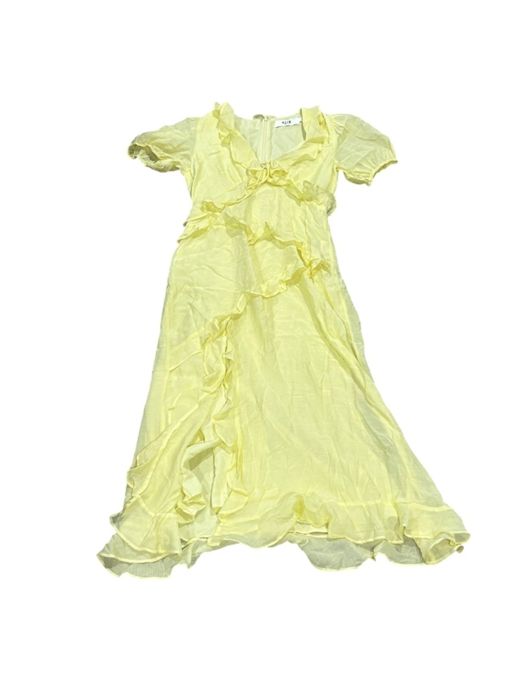 Astr Lemon Ruffle Maxi Dress